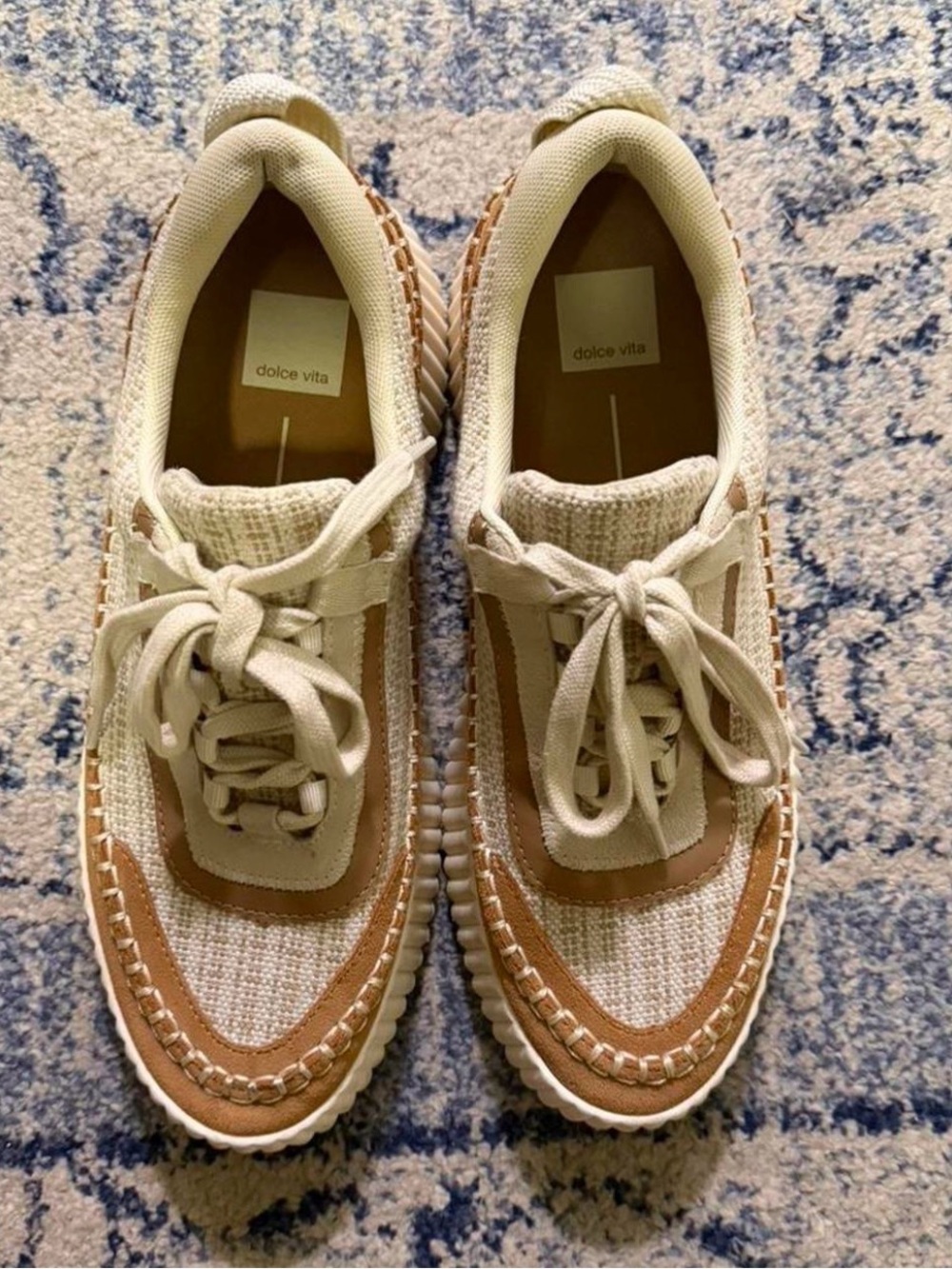 Dolce Vita Cream and Tan Platform Lace-Up Sneakers - Picture 2 of 5